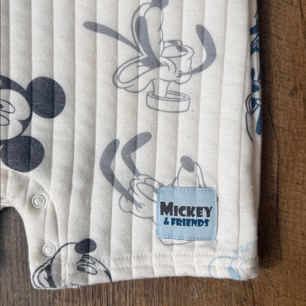 Disney Baby Mickey & Friends Quilted Baby Romper White Blue & Gray Size 24M - Picture 4 of 10